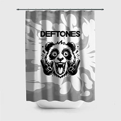 Шторка для ванной Deftones рок панда на светлом фоне