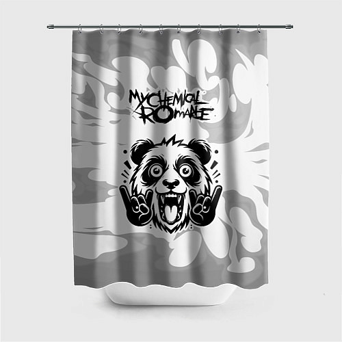Шторка для ванной My Chemical Romance рок панда на светлом фоне / 3D-принт – фото 1
