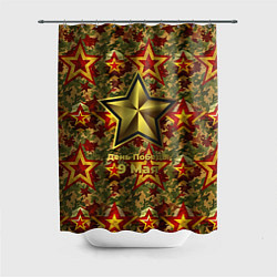 Шторка для ванной Золотые звезды СССР на камуфляже
