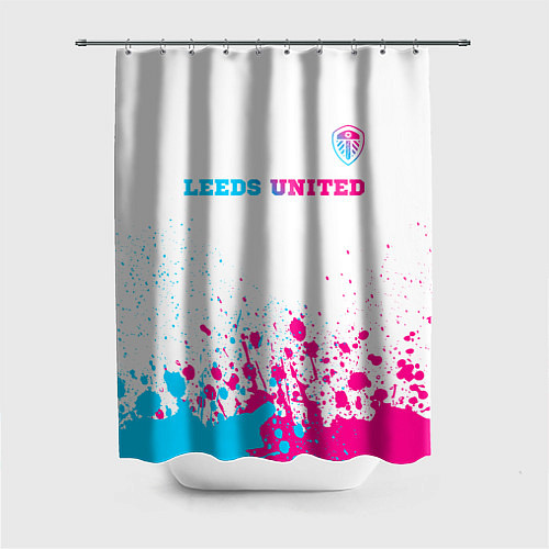 Шторка для ванной Leeds United neon gradient style посередине / 3D-принт – фото 1