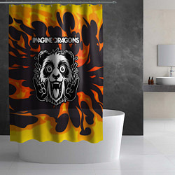 Шторка для душа Imagine Dragons рок панда и огонь, цвет: 3D-принт — фото 2