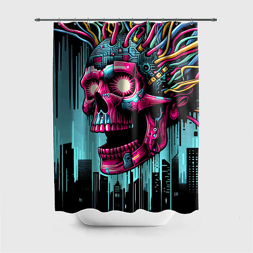 Шторка для ванной Cyber skull - ai art fantasy / 3D-принт – фото 1