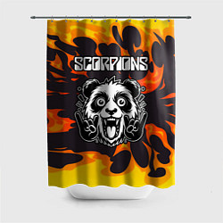 Шторка для душа Scorpions рок панда и огонь, цвет: 3D-принт