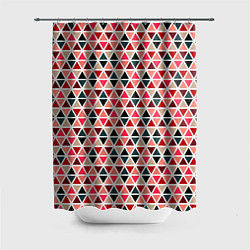 Шторка для ванной Бирюзово-розовый геометричный треугольники