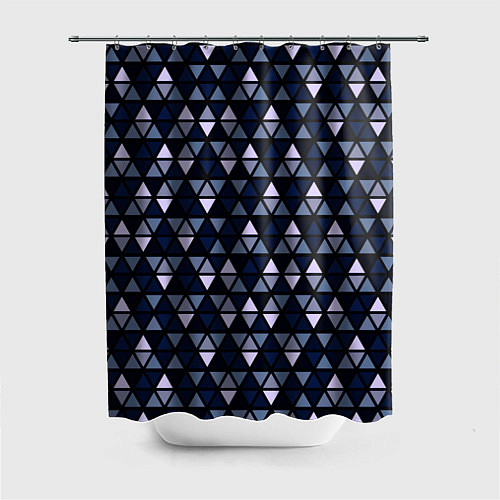 Шторка для ванной Чёрно-синий паттерн треугольники / 3D-принт – фото 1
