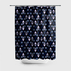 Шторка для ванной Чёрно-синий паттерн треугольники