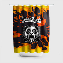 Шторка для ванной Judas Priest рок панда и огонь
