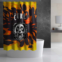 Шторка для душа The Cure рок панда и огонь, цвет: 3D-принт — фото 2