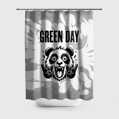 Шторка для ванной Green Day рок панда на светлом фоне / 3D-принт – фото 1