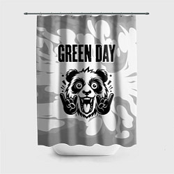 Шторка для ванной Green Day рок панда на светлом фоне