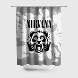 Шторка для ванной Nirvana рок панда на светлом фоне