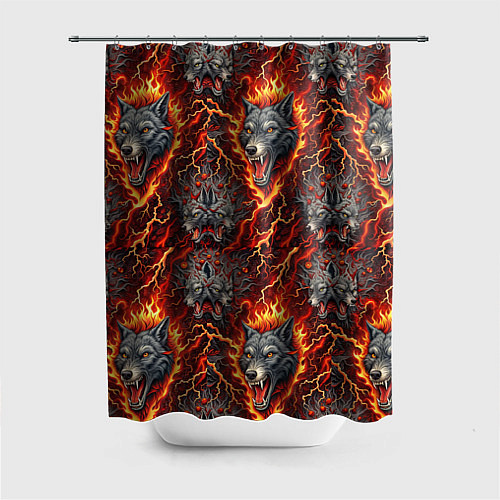 Шторка для ванной Волки эпичный паттерн / 3D-принт – фото 1