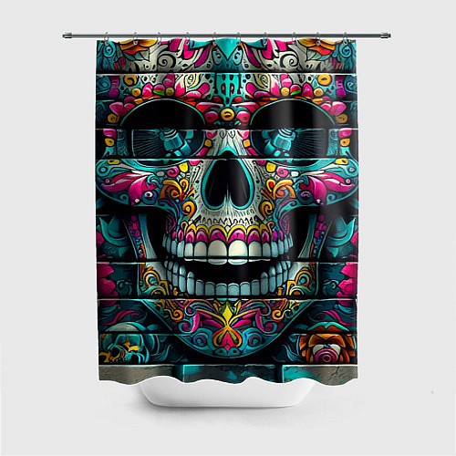 Шторка для ванной Cool skull - graffiti ai art / 3D-принт – фото 1