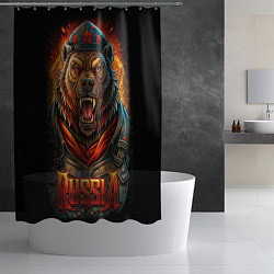 Шторка для душа Мощный красный медведь - Russia, цвет: 3D-принт — фото 2