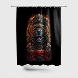 Шторка для душа Русский медведь солдат, цвет: 3D-принт