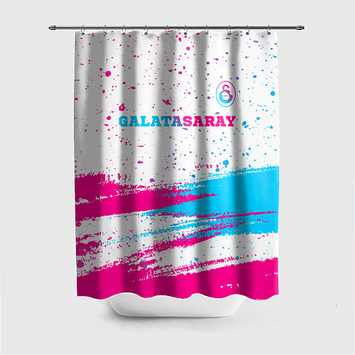 Шторка для ванной Galatasaray neon gradient style посередине / 3D-принт – фото 1