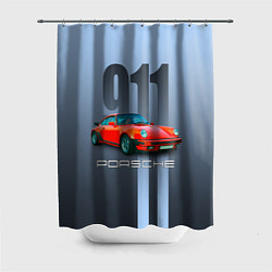 Шторка для душа Винтажный автомобиль Porsche 911 Carrera, цвет: 3D-принт