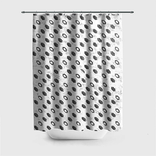 Шторка для ванной Чёрные шестиугольники на белом фоне / 3D-принт – фото 1