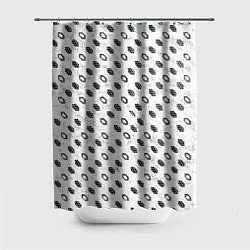 Шторка для ванной Чёрные шестиугольники на белом фоне