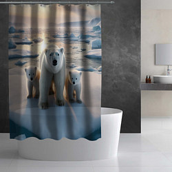 Шторка для душа Polar bear with her cubs - ai art, цвет: 3D-принт — фото 2