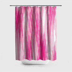 Шторка для душа Бело-розовый полосатый, цвет: 3D-принт