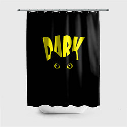 Шторка для душа Черный кот светящиеся глаза - dark, цвет: 3D-принт