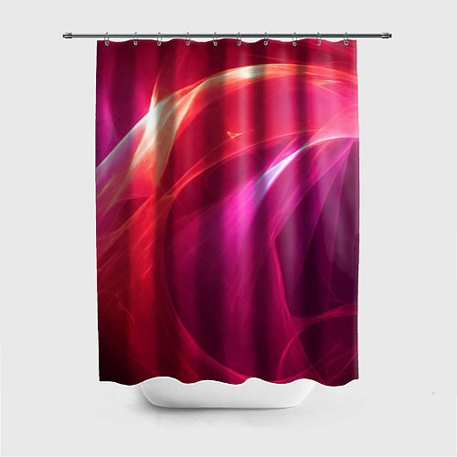 Шторка для ванной Красно-розовый энергетический хаос волн / 3D-принт – фото 1