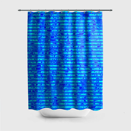 Шторка для ванной Яркий голубой абстрактный полосатый / 3D-принт – фото 1