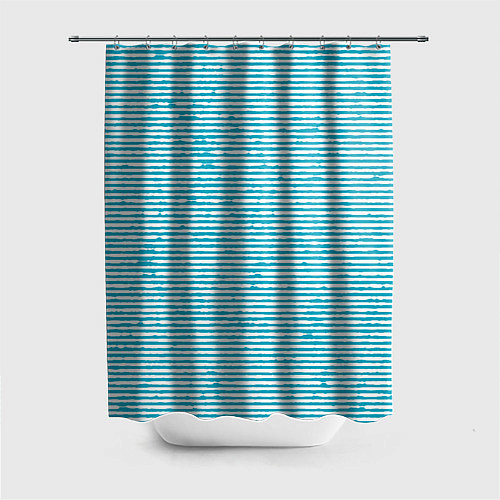 Шторка для ванной Бело-голубой полосы / 3D-принт – фото 1