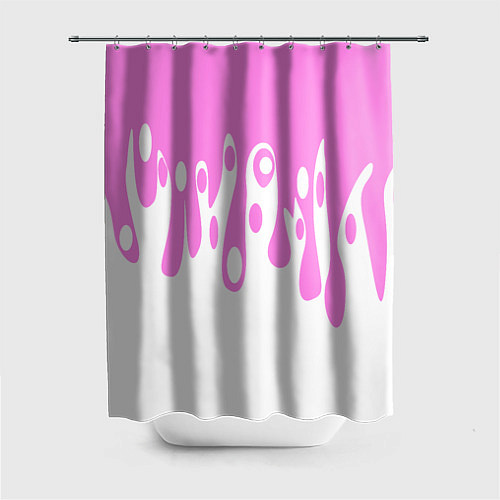 Шторка для ванной Потеки розовой краски на белом / 3D-принт – фото 1