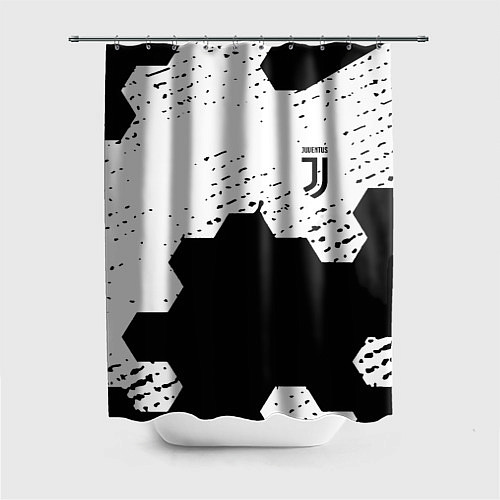 Шторка для ванной Juventus hexagon black sport / 3D-принт – фото 1