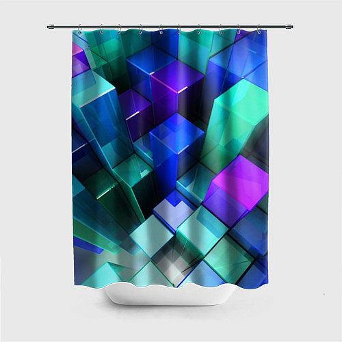 Шторка для ванной Неоновые кубы текстура / 3D-принт – фото 1