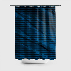 Шторка для ванной Полосатый чёрно-синий