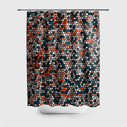 Шторка для ванной Красно-бирюзовый паттерн мелкая мозаика