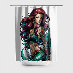 Шторка для душа Татуированная секси русалка, цвет: 3D-принт
