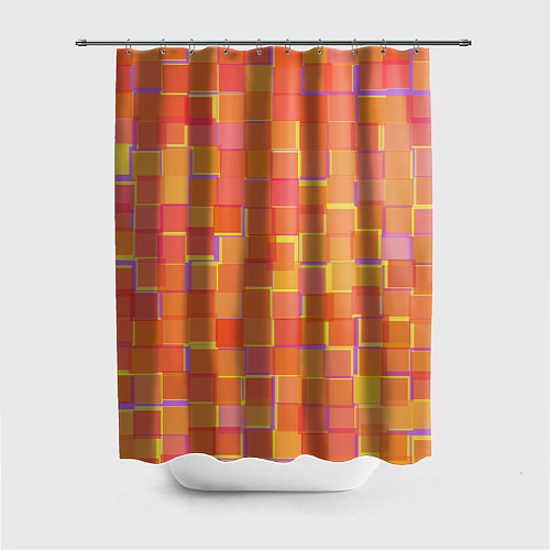 Шторка для ванной Россыпь оранжевых квадратов / 3D-принт – фото 1