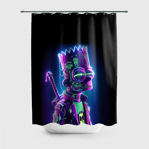 Шторка для ванной Bart Simpson cyber ninja - neon glow / 3D-принт – фото 1