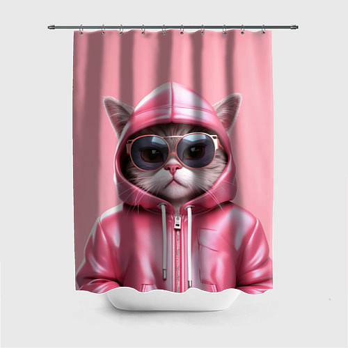 Шторка для ванной Кошка в капюшоне / 3D-принт – фото 1