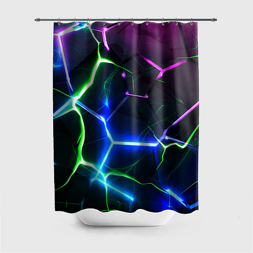 Шторка для ванной Микс из разломленных плит и неоновое свечения / 3D-принт – фото 1