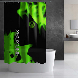 Шторка для душа Xbox one green flame, цвет: 3D-принт — фото 2