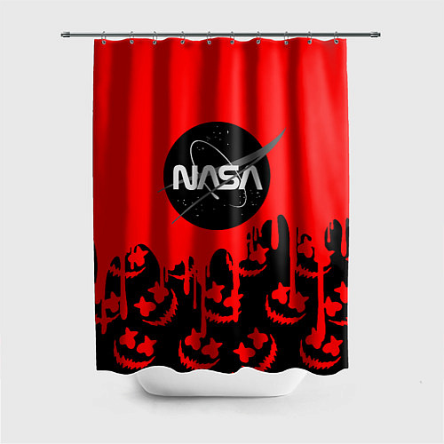 Шторка для ванной Marshmello x Nasa red / 3D-принт – фото 1