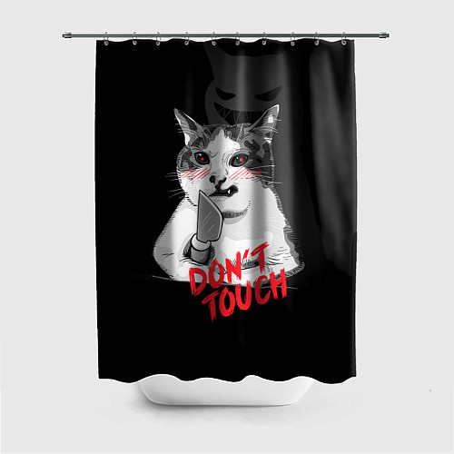 Шторка для ванной Сердитый кот с ножом / 3D-принт – фото 1