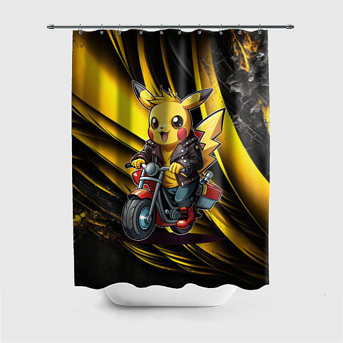 Шторка для ванной Пикачу на красном мотоцикле / 3D-принт – фото 1