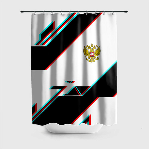 Шторка для ванной Россия спортивная геометрия глитч / 3D-принт – фото 1