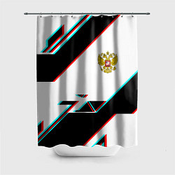 Шторка для душа Россия спортивная геометрия глитч, цвет: 3D-принт