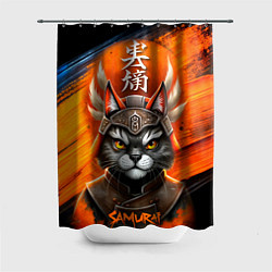 Шторка для душа Cat samurai, цвет: 3D-принт