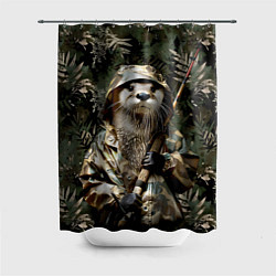Шторка для ванной Выдра на рыбалке