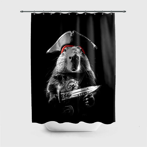 Шторка для ванной Капибара с пиратским ножом / 3D-принт – фото 1