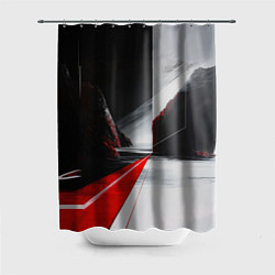 Шторка для душа Футуристичный пейзаж в стиле авангард, цвет: 3D-принт