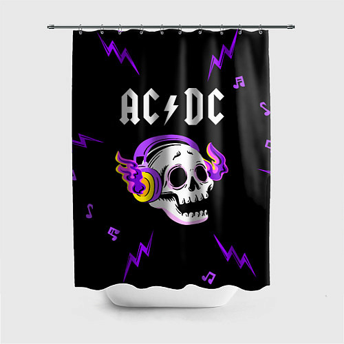 Шторка для ванной AC DC неоновый череп / 3D-принт – фото 1
